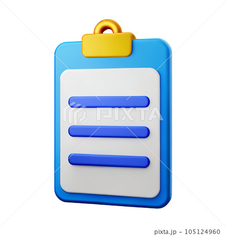 clipboard with blank paper sheet 3d clipboard with blank paper sheet 3d 105124960