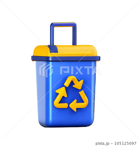 green trash bin with recycle bins 3d 105125097