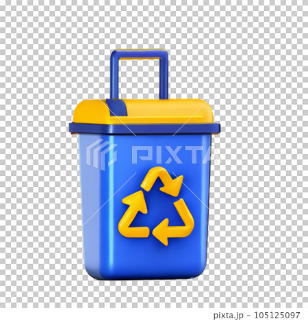 green trash bin with recycle bins 3d 105125097