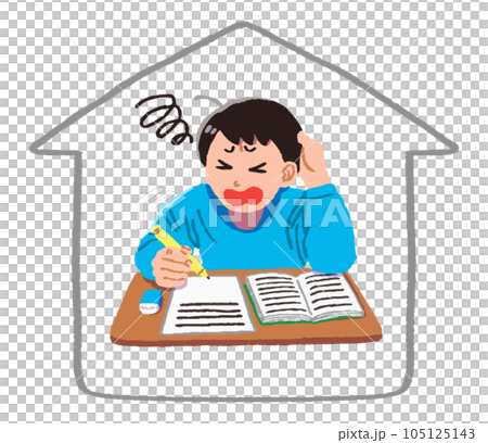 一個穿便衣的男子在家學習，苦苦思考難題 105125143