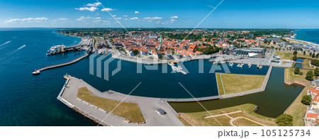 Aerial View of Helsingor old town city in Denmark. View over Sundstorget and town hall. Aerial View of Helsingor old town city in Denmark. View over Sundstorget and town hall. 105125734