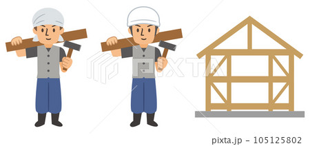 大工のイラストセット 105125802