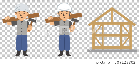 大工のイラストセット 105125802