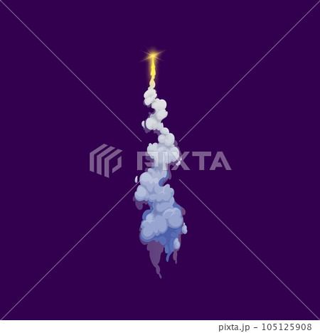 Cartoon rocket smoke trail path with fire flame...のイラスト素材 [105125908 ...