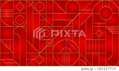 Gold red luxury abstract geometry invitation card. 105127773