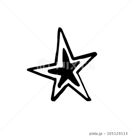 Hand drawn one star. Simple doodle style icon. Single, careless painted vector star. Black isolated on a white background. 105129113
