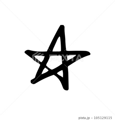 Hand drawn one star. Simple doodle style icon. Single, careless painted vector star. Black isolated on a white background. Hand drawn one star. Simple doodle style icon. Single, careless painted vector star. Black isolated on a white background. 105129115