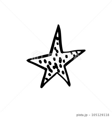 Hand drawn one star. Simple doodle style icon. Single, careless painted vector star. Black isolated on a white background. Hand drawn one star. Simple doodle style icon. Single, careless painted vector star. Black isolated on a white background. 105129118