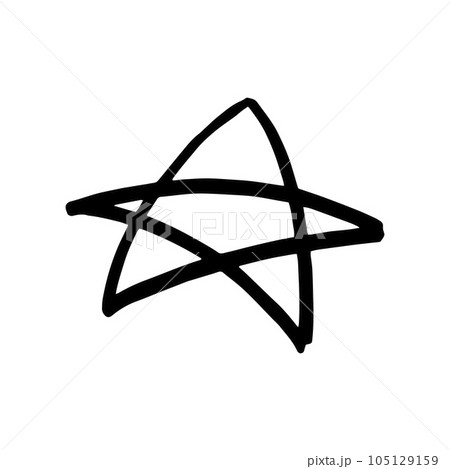 Hand drawn one star. Simple doodle style icon. Single, careless painted vector star. Black isolated on a white background. Hand drawn one star. Simple doodle style icon. Single, careless painted vector star. Black isolated on a white background. 105129159