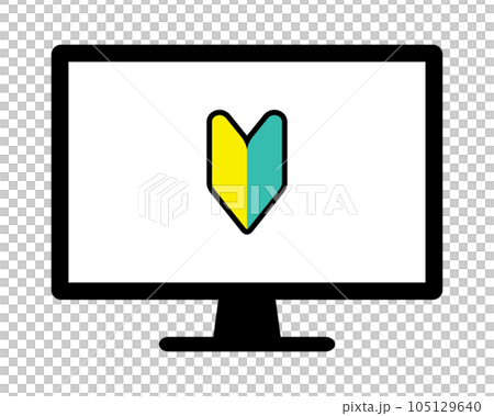 Computer monitor and beginner mark icon 105129640