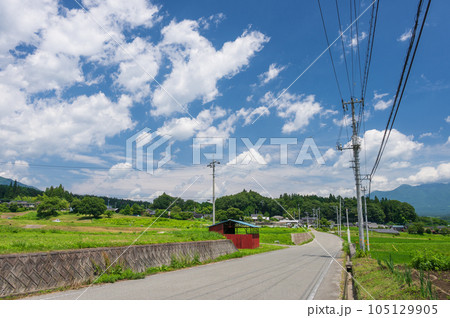 白州町の農村風景　夏の原風景　山梨 105129905
