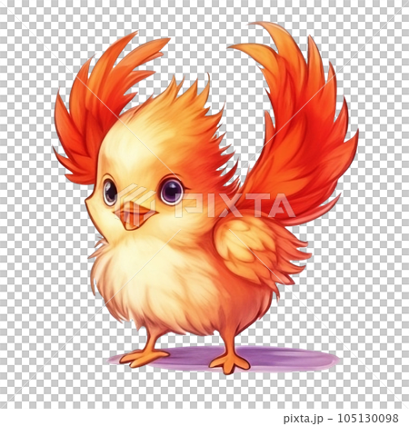 Watercolor Illustration of Cartoon Happy Pheasant Chicks 105130098