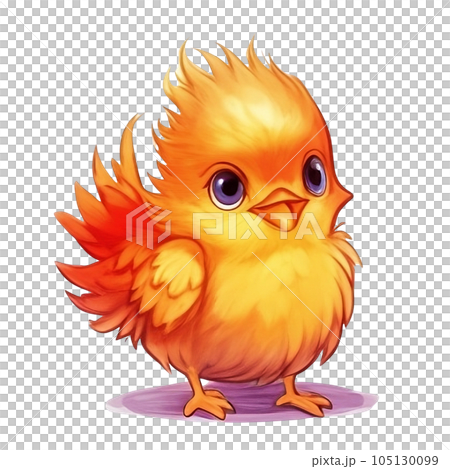 Watercolor Illustration of Cartoon Happy Pheasant Chicks 105130099