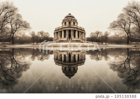 Iconic Symmetry: A Landmark's Harmonious Balance. Generative AI 105130388