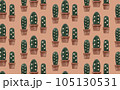 かわいい鉢植えサボテンのイラストパターン 105130531