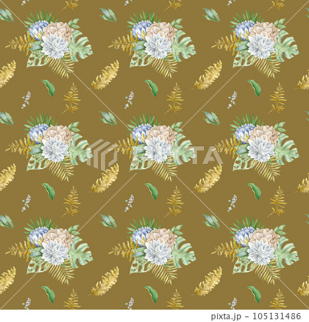 Floral boho seamless pattern. Watercolor flower for wedding invitaition, greeting card and over project. Floral boho seamless pattern. Watercolor flower for wedding invitaition, greeting card and over project. 105131486
