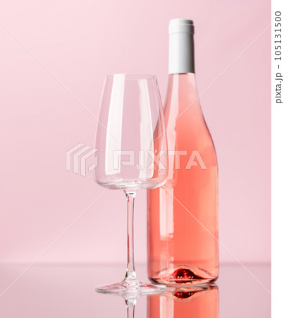 Rose wine bottle and wine glass Rose wine bottle and wine glass 105131500