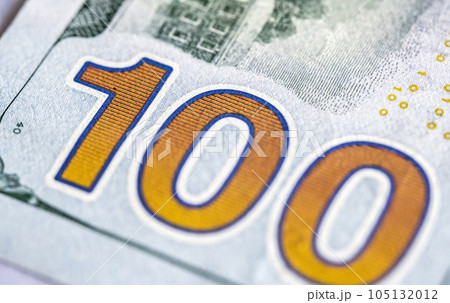 Macro view of one hundred dollars bill Macro view of one hundred dollars bill 105132012