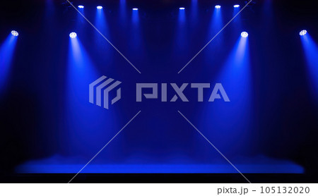 Light on a free stage, scene with blue spotlights 105132020