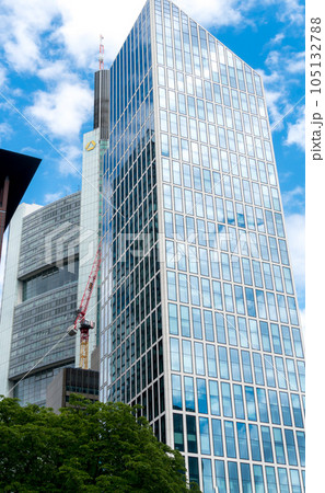 Commerzbank Tower, a skyscraper in Frankfurt am Main, owned by Samsung of Korea since September 2016 in the banking district, the tallest building in Germany 105132788