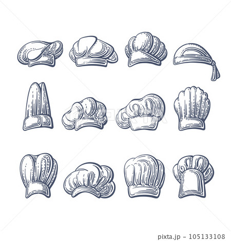 Chef hats collection Vector art sketch cook caps Chef hats collection Vector art sketch cook caps 105133108
