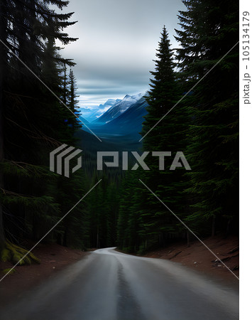 Dark forest with 3D shadows and text 105134179