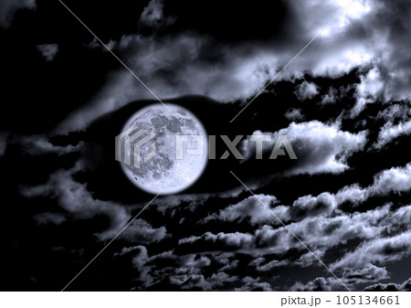 The moon in the night skyのイラスト素材 [105134661] - PIXTA