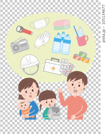 Parents and children talk about disaster prevention 105134677