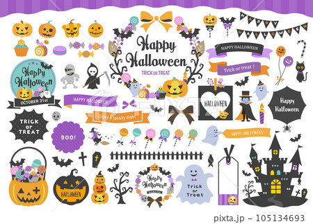 ハロウィンのイラストとフレームセット / ハロウィンのイラストとフレームセット / 105134693