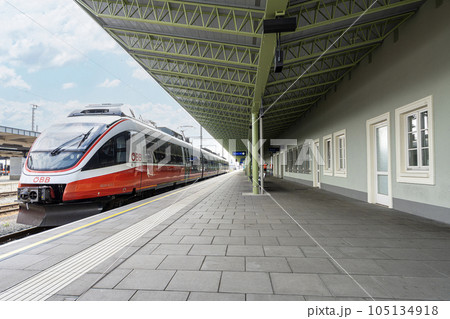 a train on the platform in Villach, Austria. a train on the platform in Villach, Austria. 105134918