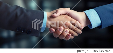 Business shaking hands, finishing up meeting. Successful businessmen handshaking after good deal. Congratulation, merger and acquisition concepts, panoramic banner Business shaking hands, finishing up meeting. Successful businessmen handshaking after good deal. Congratulation, merger and acquisition concepts, panoramic banner 105135702