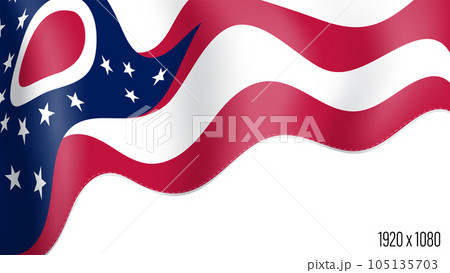 American state of Ohio realistic founding day background. USA state of Ohio banner in motion waving, fluttering in wind. Festive patriotic HD format template for independence day 105135703