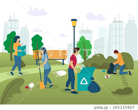 Park cleaning vector concept for web banner, website page 105135907