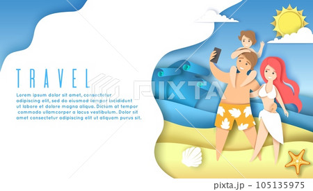 Travel web banner, website landing page vector template 105135975