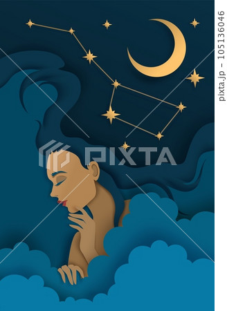 Sweet dreams vector illustration in paper art style Sweet dreams vector illustration in paper art style 105136046