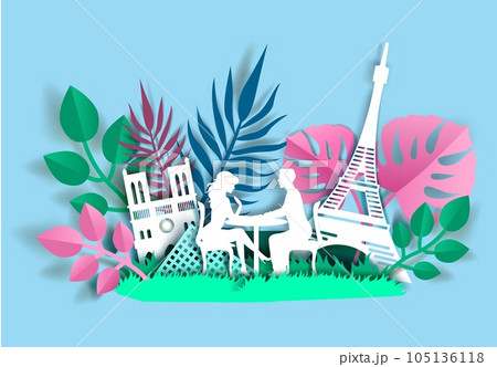 Romantic travel poster, banner template, vector paper cut illustration Romantic travel poster, banner template, vector paper cut illustration 105136118