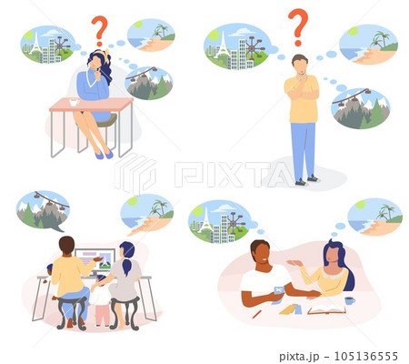 People planning summer vacation, vector flat isolated illustration 105136555