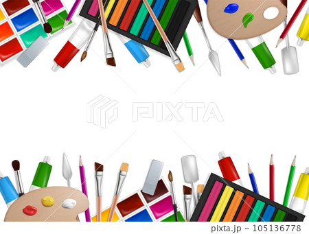 Art tools and materials frame, vector illustration Art tools and materials frame, vector illustration 105136778