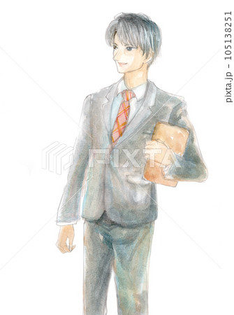 手描きイラスト 水彩原画 スーツ姿の女の子269 出品中です🖼️ 【原画 手描きイラスト水彩原画スーツ姿の女の子269