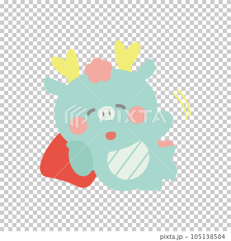 A smiling dragon (dragon) waving with an elbow pillow A smiling dragon (dragon) waving with an elbow pillow 105138584