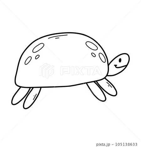 Cute turtle in doodle style. Linear turtle isolated on white background. vector illustration. 105138633