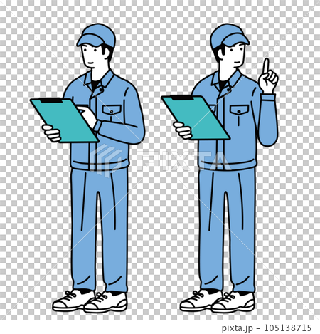 ボードを持って点検をする作業員のシンプルなイラスト 105138715