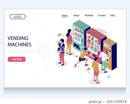 Vending machines vector website landing page design template 105139854