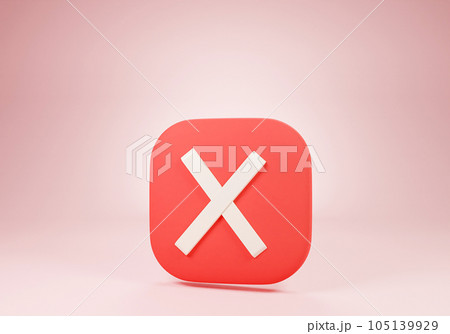 3d render of cross mark icon with pink background 3d render of cross mark icon with pink background 105139929
