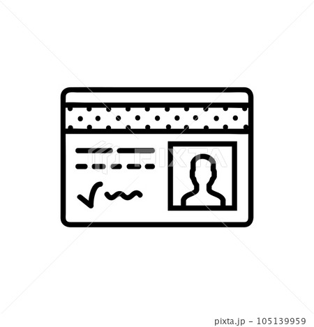ID Card Vector Icon, Outline style, isolated on white Background. 105139959