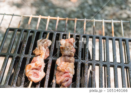 【オートキャンプ場でソロキャンプ 熾火で焼き鳥カルビを焼く】 【オートキャンプ場でソロキャンプ 熾火で焼き鳥カルビを焼く】 105140166