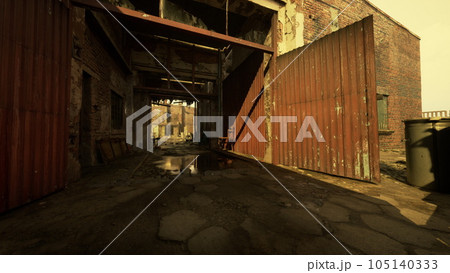 Territory of abandoned industrial area waiting for demolition 105140333