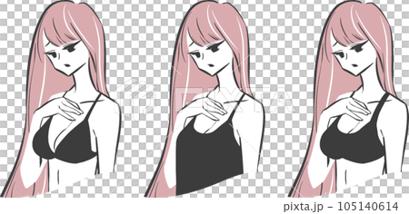 一個患有大乳房的女人的半身插圖 105140614