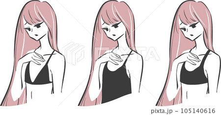 小さい胸に悩む女性のバストアップイラスト 105140616