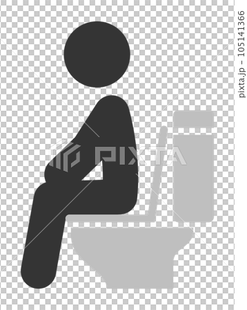 火柴人坐在西式廁所上的圖標 105141366
